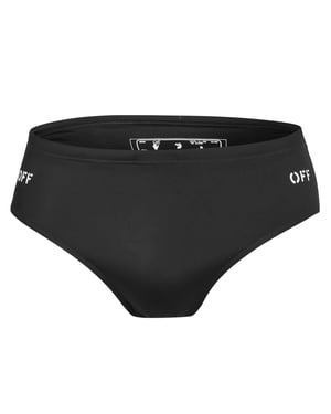 Off White Herenzwembroek met Arrow-logo, reguliere pasvorm (Zwart, Wit)