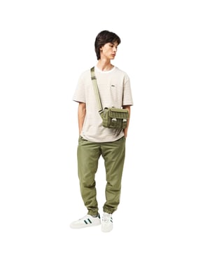 Lacoste Joggingbroek voor heren met streep aan de zijkant (Kaki Groen)