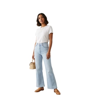 Levis Damesjeans met hoge taille en wijde pijpen, met ribpatroon (Extra's)