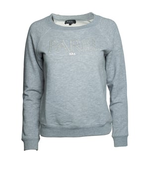 A.P.C., Grijze crewneck trui met PARIS-print