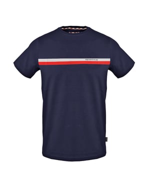 Aquascutum Heren borst streep T-shirt (Marine)