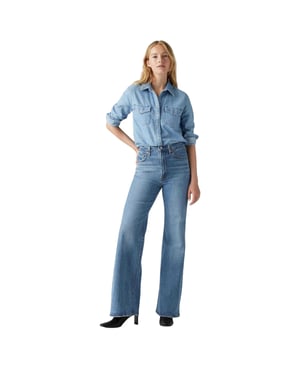 Levis Damesjeans met hoge taille en wijde pijpen, met ribpatroon (Wandelingen in Sonoma)