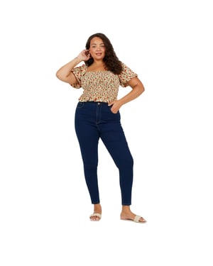 Brave Soul Dames/Dames High Rise Skinny Jeans (Middenblauw)