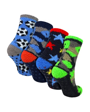 4-Pack Jongens Slippersokken Warm Gezellig Antislip Zachte Comfortabele Sokken