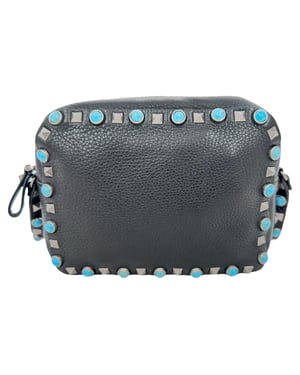 Valentino Rolling Rockstud Camera Bag in Zwart Leer