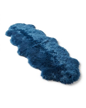 Echte schapenvacht diamantblauw Dubbele Natuurlijke Pluizige Zijdezachte Echte Wollen Tapijt
