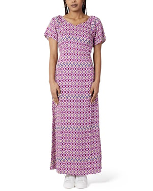 Enkel paarse viscose casual jurk