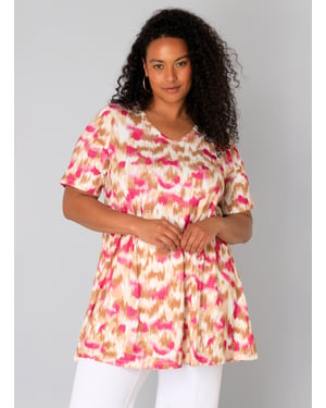 YEST CURVE Ankie Essential Tops - Fuchsia/Multi-Colour