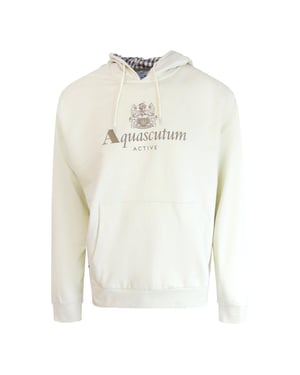 Aquascutum Active Big Logo Hoodie Oud Wit