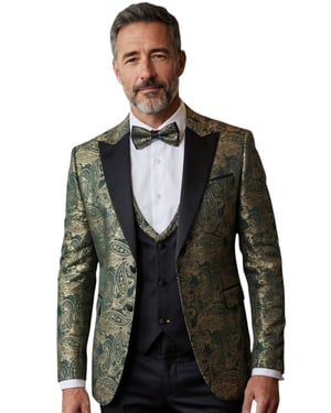 Heren groen 4-delig Paisley maatpak trouwpak - AK2