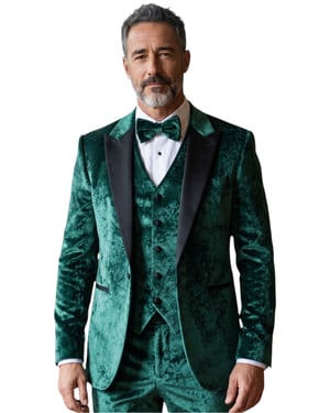 Heren Groen3 Delige fluwelen trouw Tuxedo formeel pak - AK2