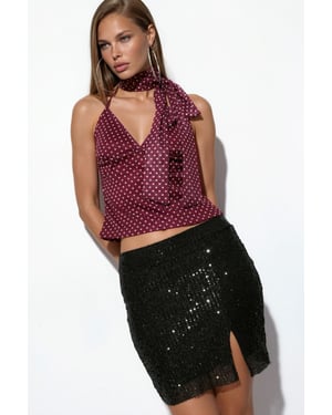 Hoge Taille Pailletten Mini Bodycon Rok