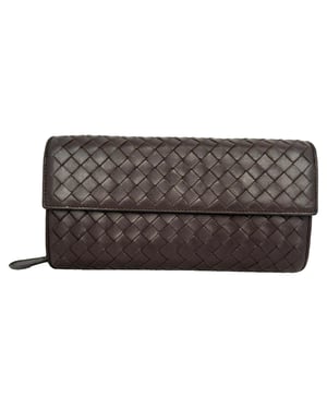 Bottega Veneta Intrecciato Continental portemonnee van bruin leer
