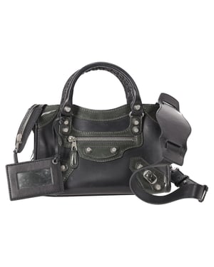 Balenciaga Holiday Mini City Giant Studs tas in zwart kalfsleer