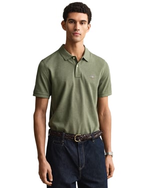 Groene Gant polo 2-knoops gemeleerd