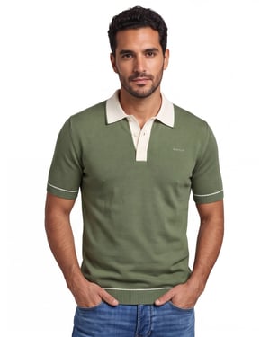Groen poloshirt groen Gant witte boord