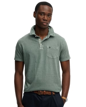 Polo Superdry groen slim fit met borstzak 3 knoops