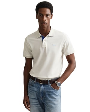 Katoenen Gant polo effen wit normale fit