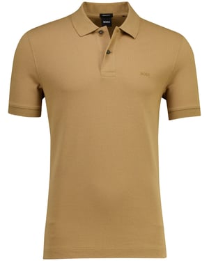 Camel poloshirt Boss Black Pallas korte mouwen 2 knoops pique