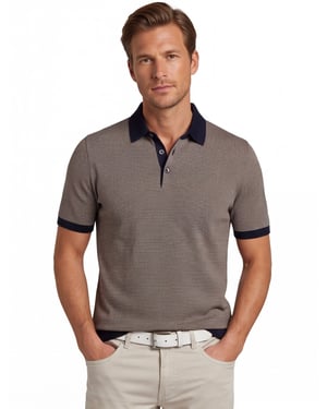 Bugatti poloshirt navy geprint 100% katoen