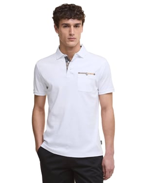 Polo Barbour wit korte mouw 3 knoops borstzak normale fit