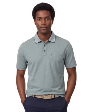 poloshirt korte mouw Casa Moda lichtblauw gemeleerd