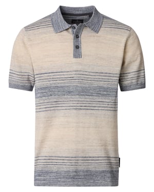 beige gestreepte polo met korte mouw Casa Moda 3-knoops