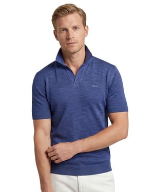Gant sunfaded polo blauw v-hals katoen