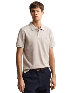 polo Gant beige gemeleerd 2-knoops