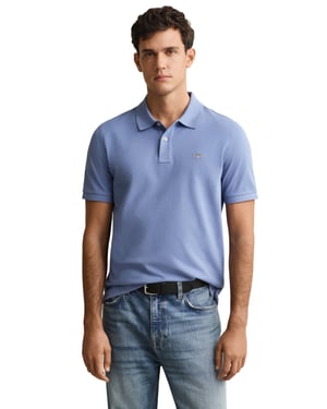 gant polo blauw korte mouw