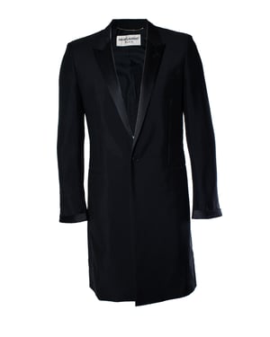 Saint Laurent, zwarte blazerjas met glanzende revers