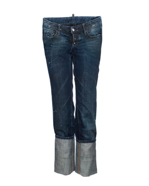 Dsquared2, blauwe jeans met extra hoge omgeslagen pijpen in maat IT42/S.
