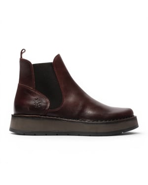 Fly London Womens Wine Chelsea Leather Ankle Boots - RAWI131