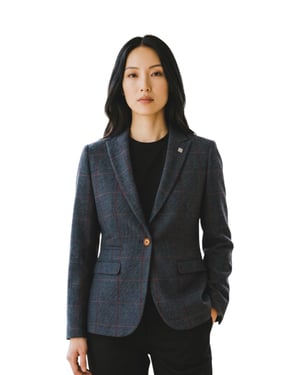 Dames marineblauwe tweed blazer op maat gemaakte formele jas - Madrid