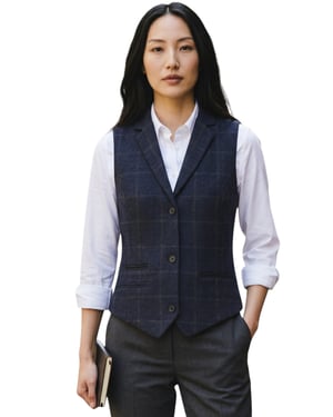 Dames marineblauw op maat gemaakte tweed vest formeel vest - TPSTZ-7