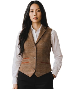 Dames eikenbruin op maat gemaakte tweed vest formeel vest - TPSTZ-7
