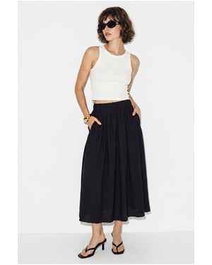 Hoge Taille A-Lijn Maxi Rok met Zakken