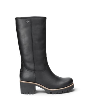 Panama Jack Waterdichte Hoge Winterlaarzen met Hak van Zwart Leer voor Dames - Patricia B17