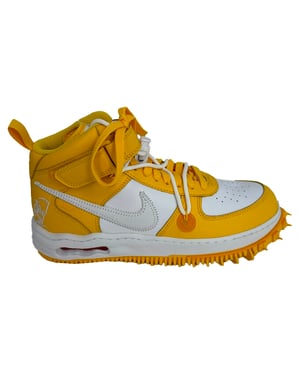 Nike x Off-White Air Force 1 Mid SP Sneakers in Wit en Varsity Geel Leer