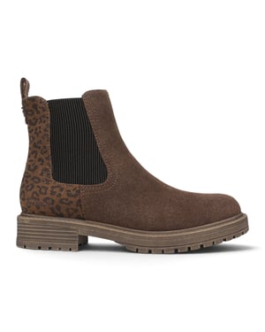 Blowfish Malibu dames chelsea boots van kunstsuède met bruine luipaardprint - Alfie