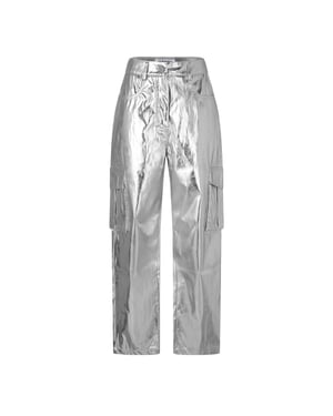AmyLynn Cargo-broek met rechte pijpen en metallic-effect voor dames (Zilver)