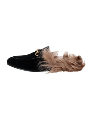 Gucci Princetown Muilen in Zwart Fluweel