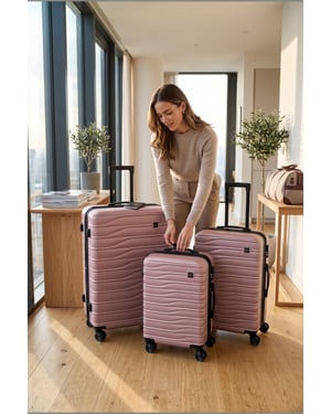 Hardshell roségouden 8-wielige bagagekoffer Tas Koffer Set - Vespera