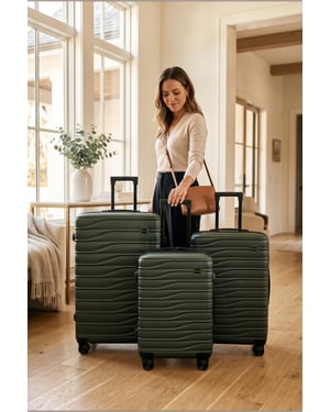 Hardshell groene 8-wiel bagagekoffer Tas Koffer Set - Vespera