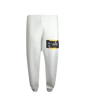 Gebroken witte Caravaggio-schilderij Verkort logo witte joggingbroek