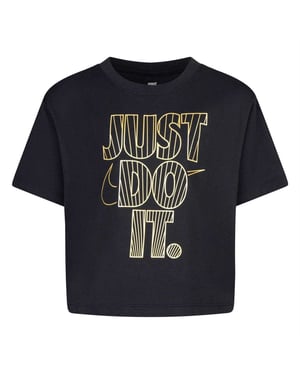 Nike Meisjes Just Do It Metallic Cropped Boxy T-Shirt (Zwart)
