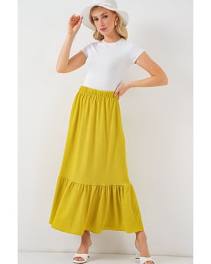 Gestructureerde Maxi Breirok met Elastische Taille