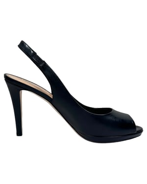 Sergio Rossi Peep-Toe Slingback Pumps in Zwart Leer