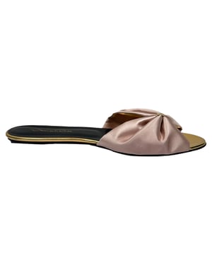 Oscar De La Renta teenslippers met strik in roze satijn