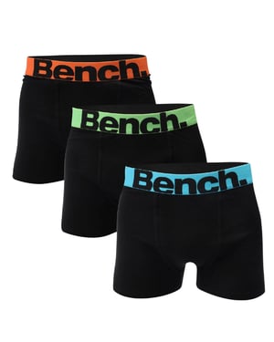 Bench Mannen Actie Logo Boxer Shorts (Verpakking van 3) (Zwart)
